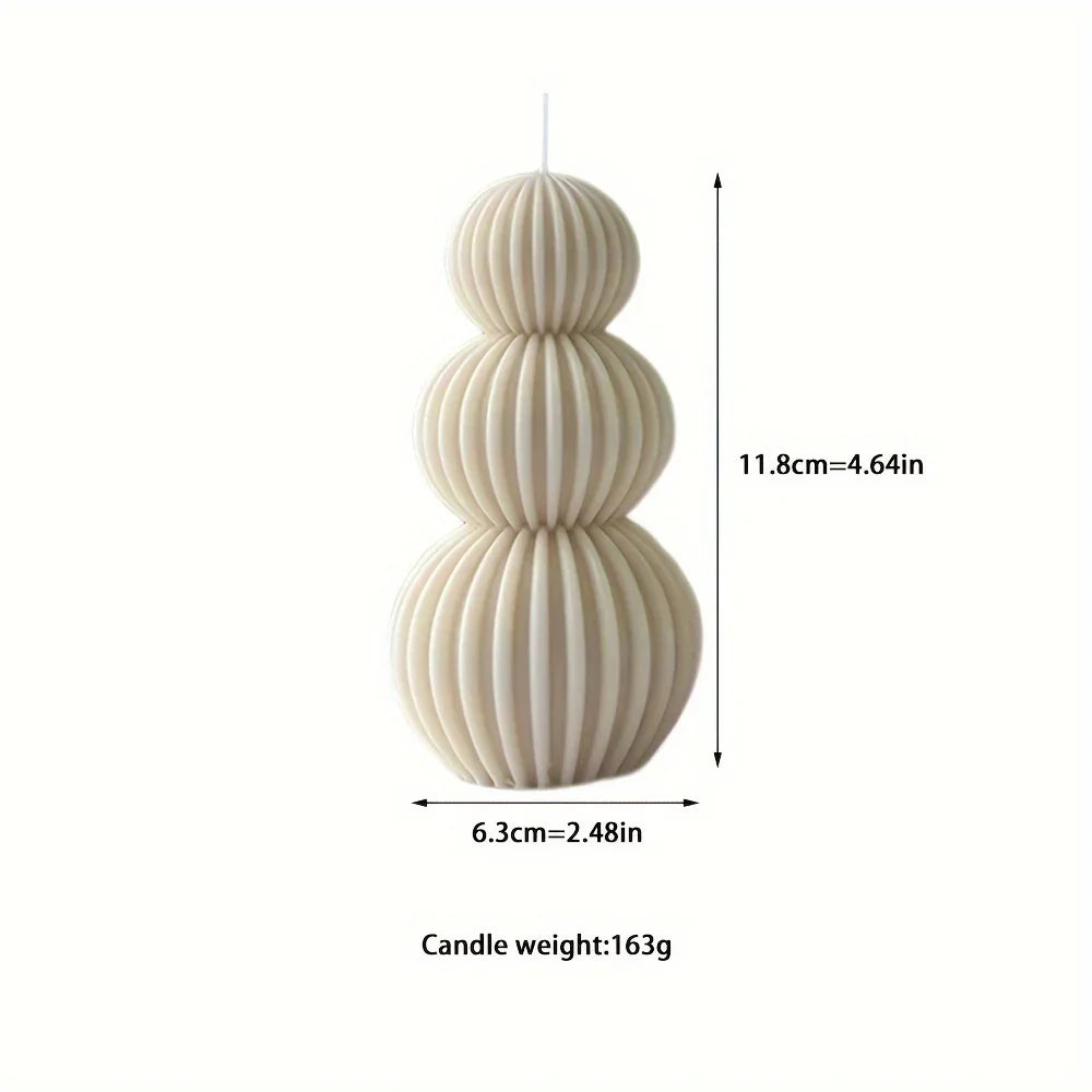 Nordic Glass Wave Ball Candles in Minimalist Style, angled view - House Of Avana