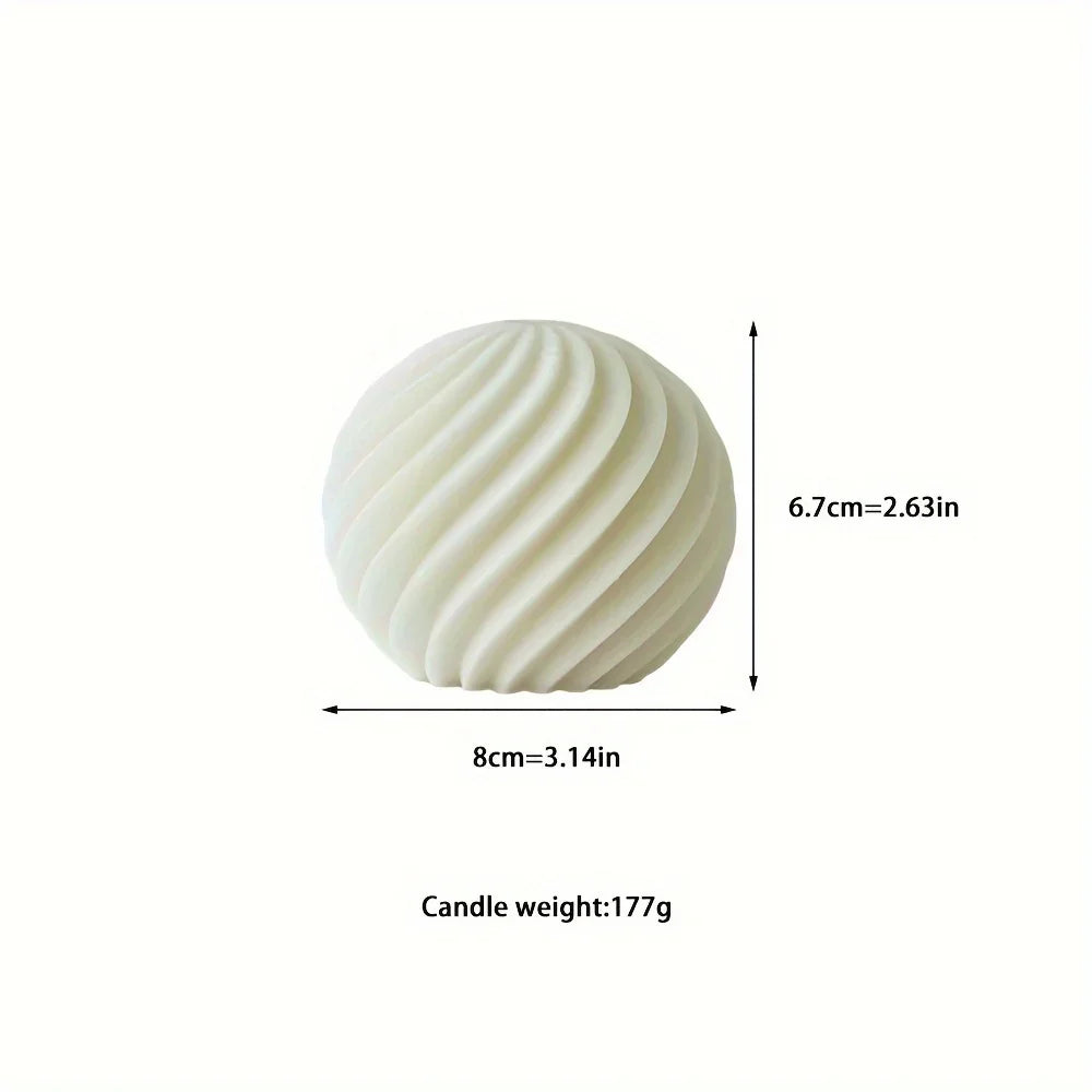 Nordic Glass Wave Ball Candles in Minimalist Style, angled view - House Of Avana