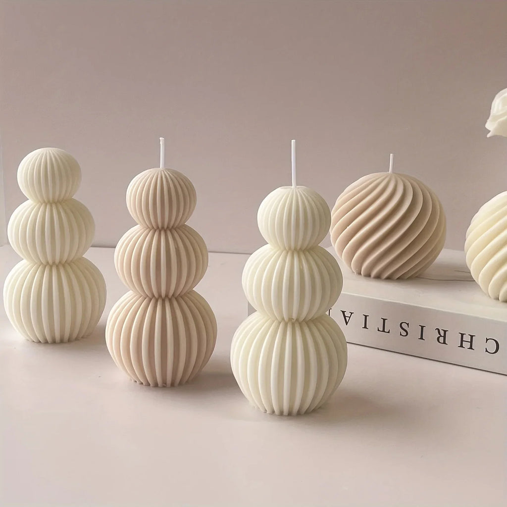 Nordic Glass Wave Ball Candles in Minimalist Style, detail shot - House Of Avana