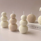 Nordic Glass Wave Ball Candles in Minimalist Style, detail shot - House Of Avana
