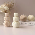 Nordic Glass Wave Ball Candles in Minimalist Style, front view - House Of Avana