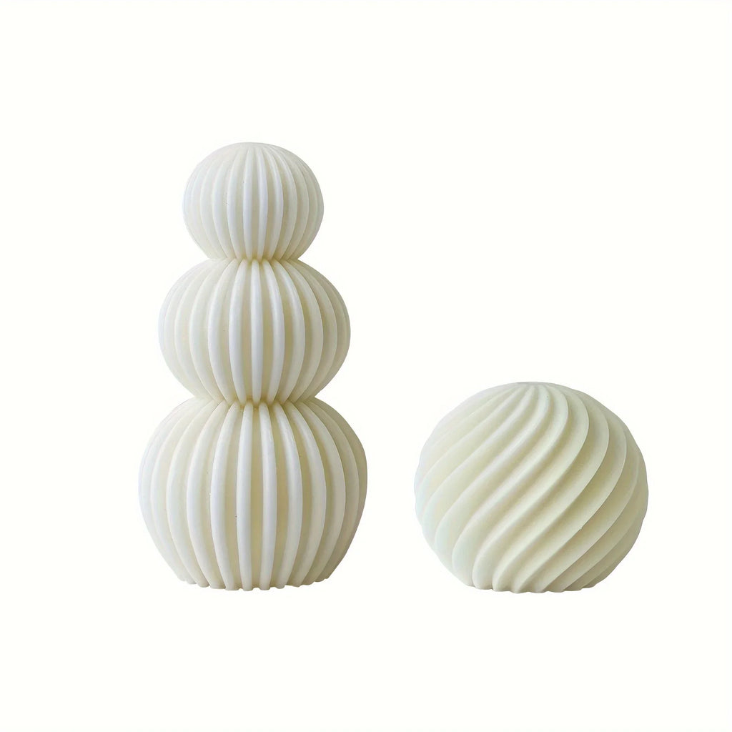 Nordic Glass Wave Ball Candles in Minimalist Style, top view - House Of Avana