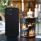 14oz Black Pillar Candle Holder - Vintage Glass Christmas Decor with Reindeer, Tree & Snowflake Designs - Perfect for Holiday Home & Living Room Ambiance House Of Avana