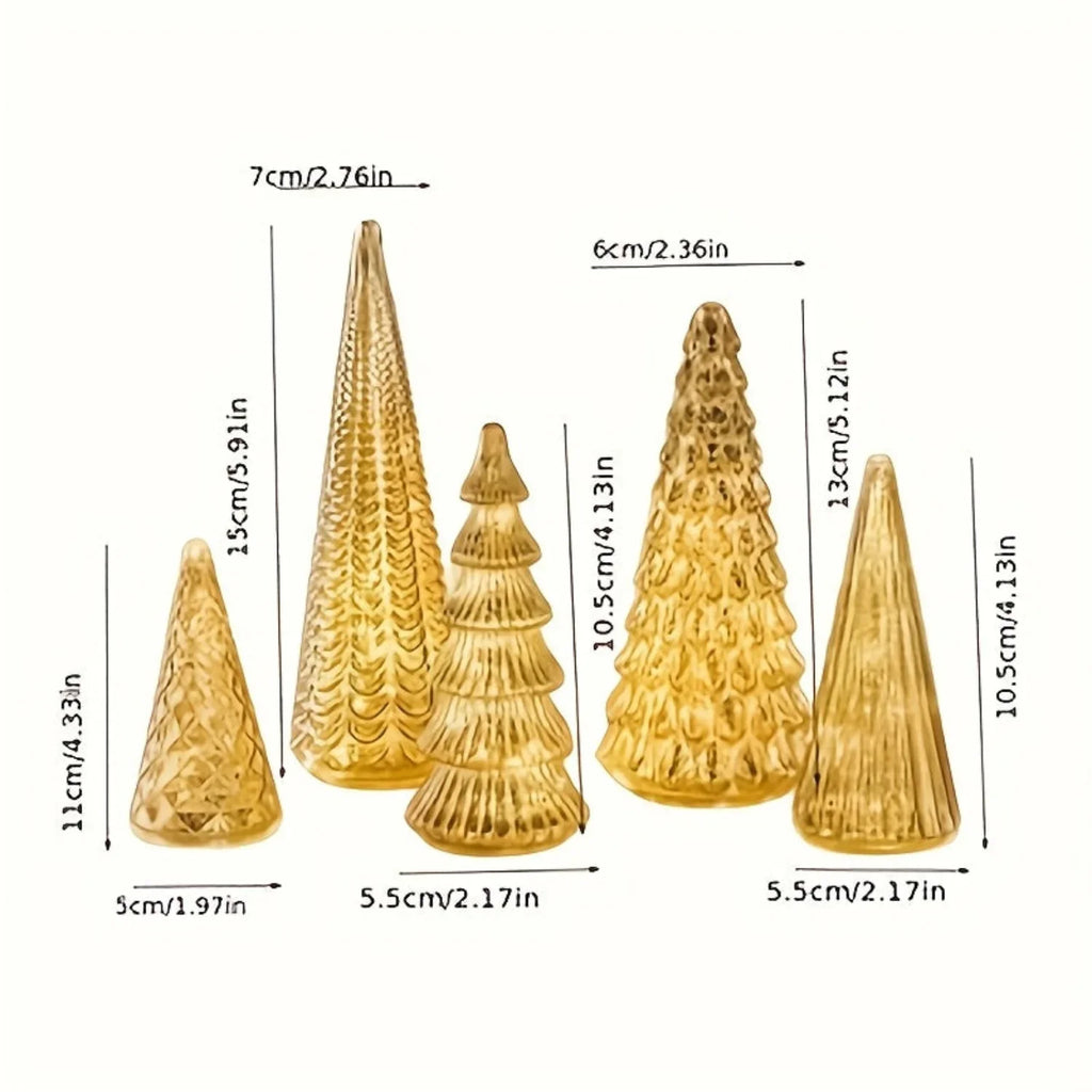 5pcs Glowing Christmas Tree Set Christmas Tree Stylish Glowing Ornament Christmas Party Home Decor, Adorable Christmas Collectible Figurines, Perfect for Desktop Display, Decorative Doll Ornaments(Along with Three Mini Christ House Of Avana
