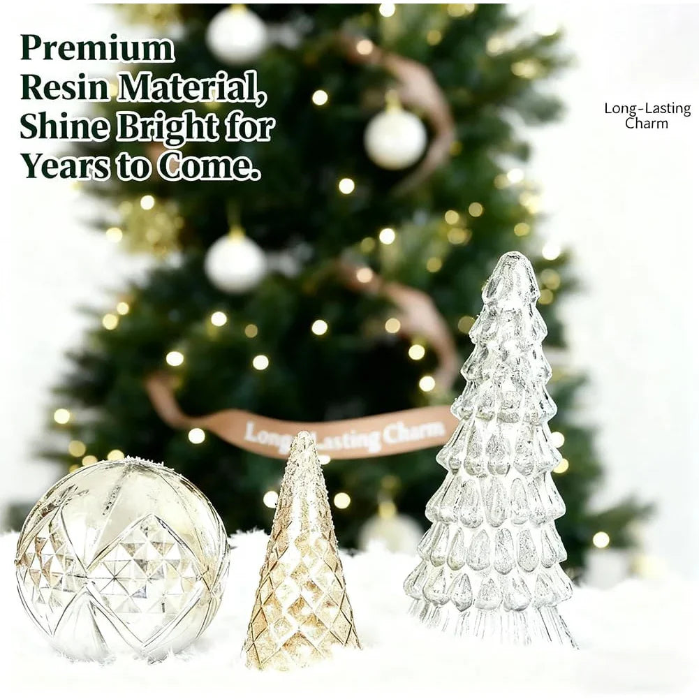 5pcs Glowing Christmas Tree Set Christmas Tree Stylish Glowing Ornament Christmas Party Home Decor, Adorable Christmas Collectible Figurines, Perfect for Desktop Display, Decorative Doll Ornaments(Along with Three Mini Christ House Of Avana