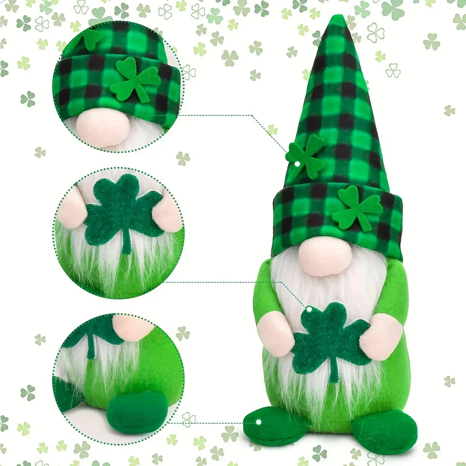 Gnome Decorations - Lucky Green Felt 2pcs