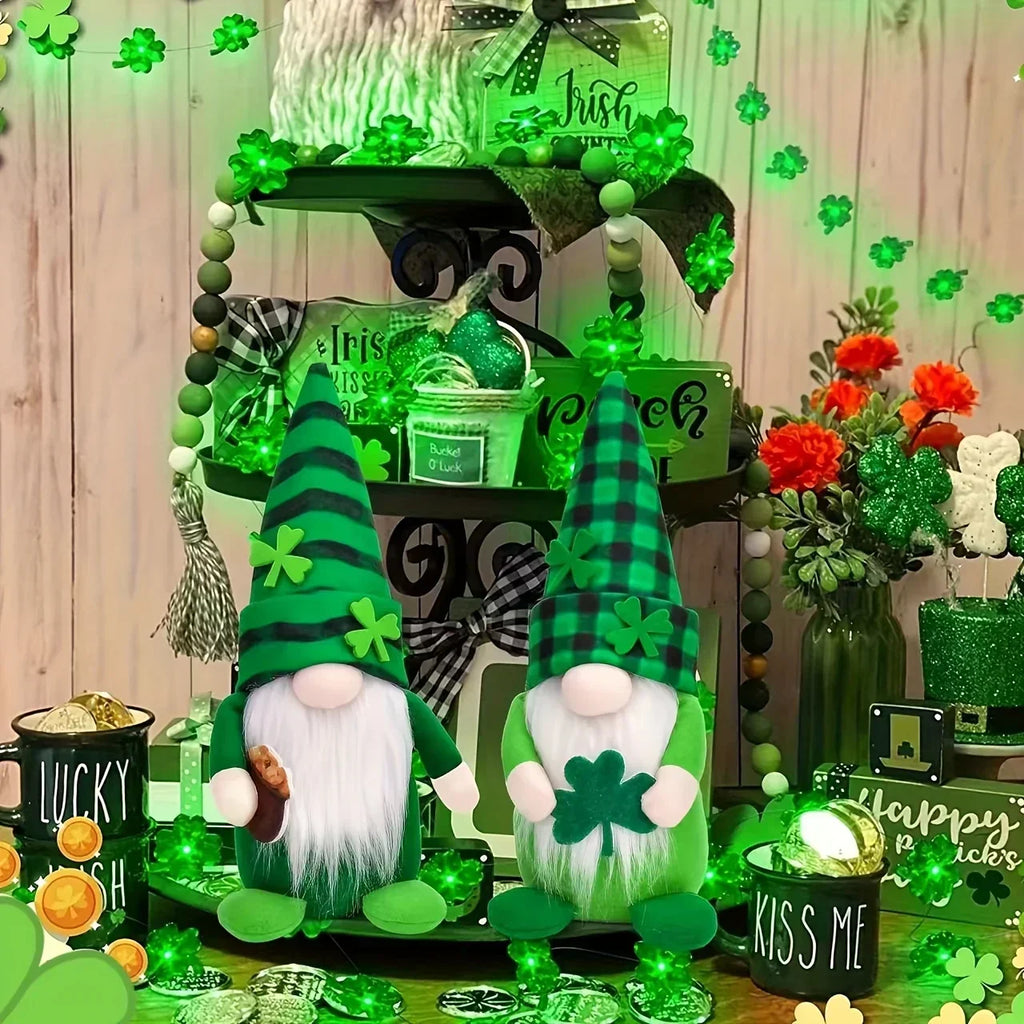 Gnome Decorations - Lucky Green Felt 2pcs