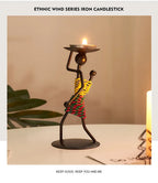 Retro Candle Holder - Abstract Art Gold, angled view - House Of Avana