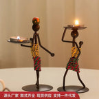 Retro Candle Holder - Abstract Art Gold, back view - House Of Avana