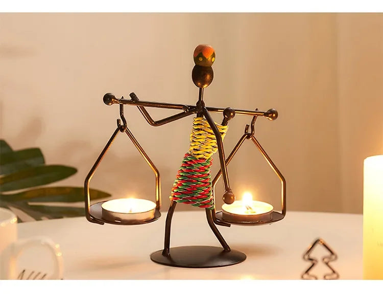 Retro Candle Holder - Abstract Art Gold, close-up view - House Of Avana