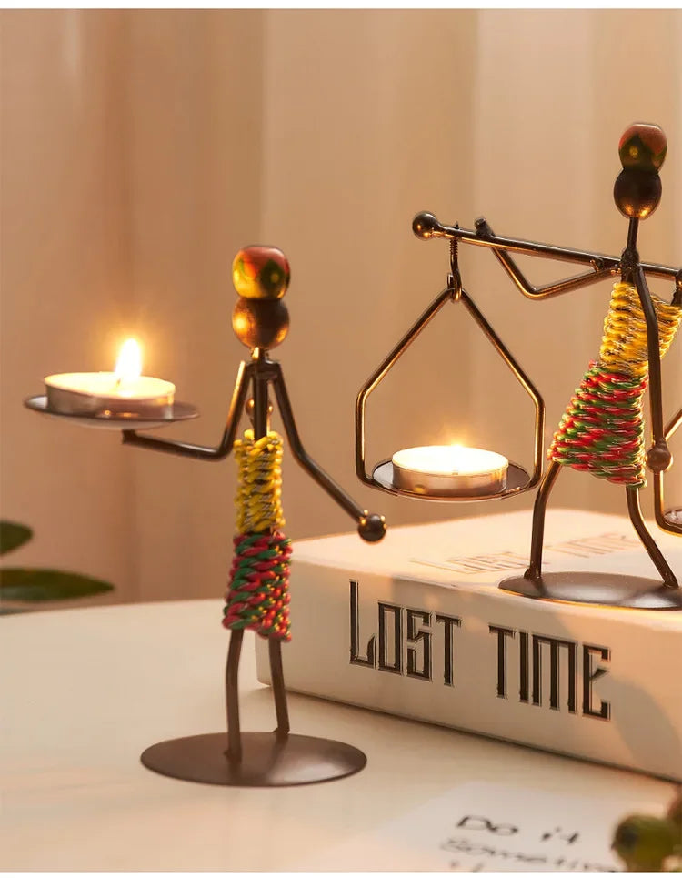 Retro Candle Holder - Abstract Art Gold, dimensions view - House Of Avana