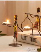 Retro Candle Holder - Abstract Art Gold, dimensions view - House Of Avana