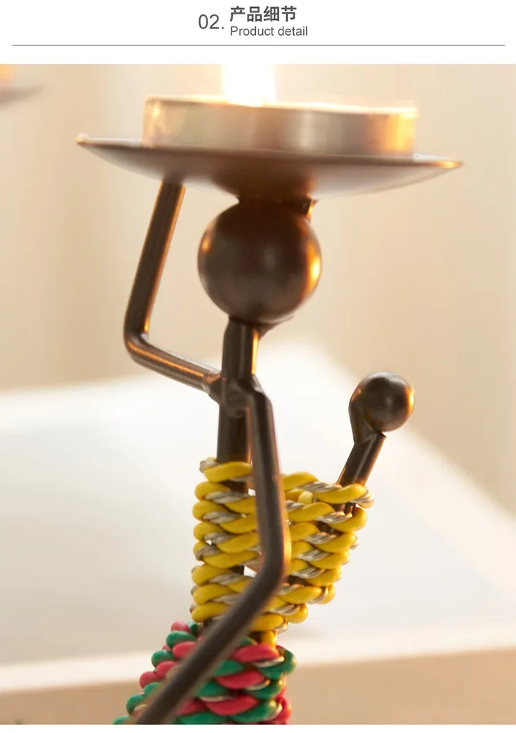 Retro Candle Holder - Abstract Art Gold, in-use display - House Of Avana