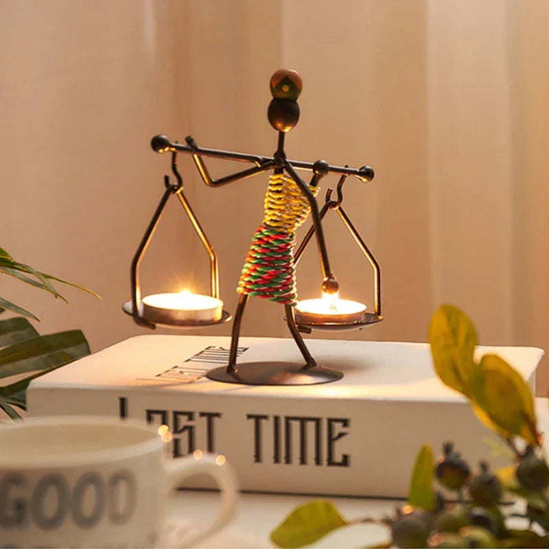 Retro Candle Holder - Abstract Art Gold, top view - House Of Avana