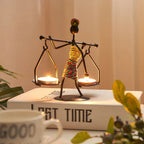 Retro Candle Holder - Abstract Art Gold, top view - House Of Avana