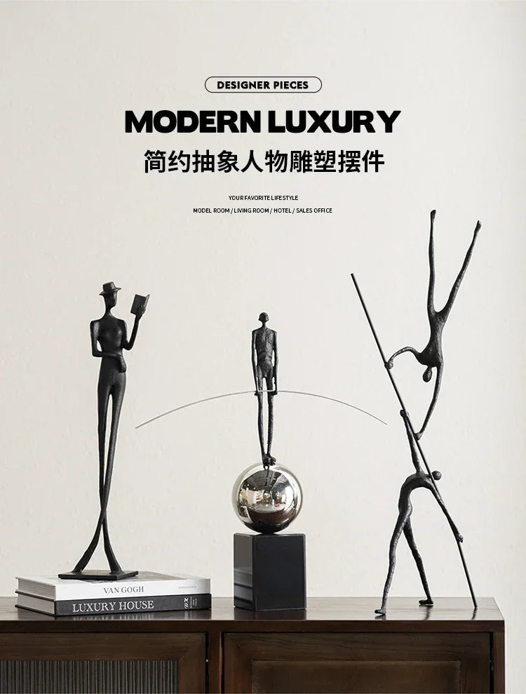 Abstract Sculpture - Acrobatic Figurine Gold Finish, angled view - House Of Avana