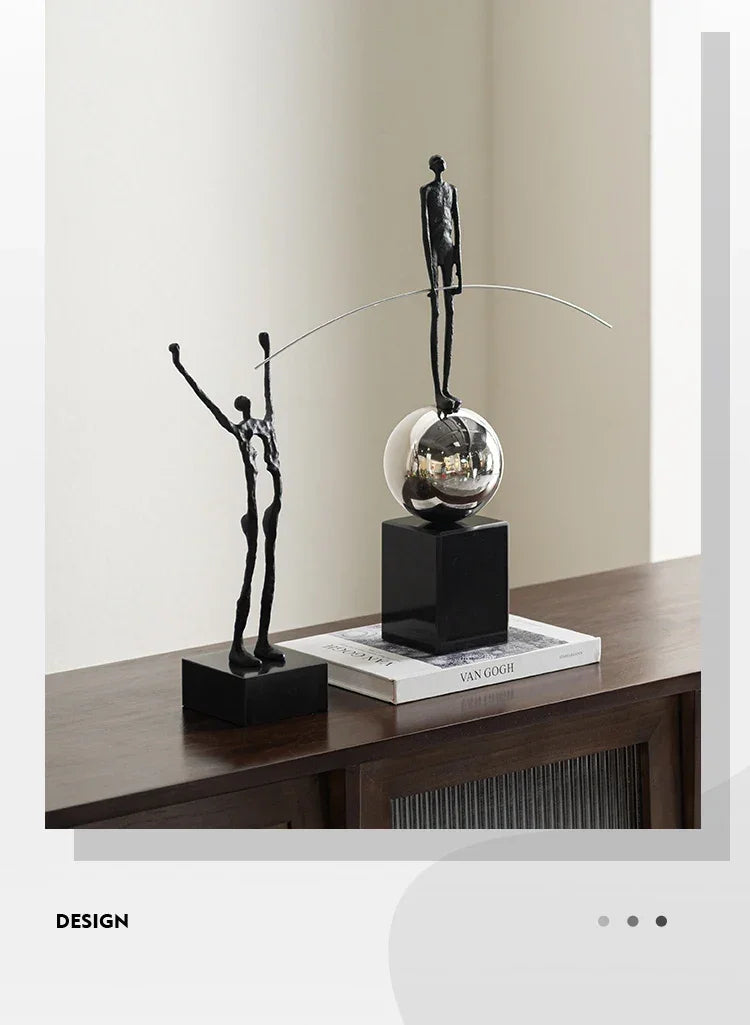 Abstract Sculpture - Acrobatic Figurine Gold Finish, angled view - House Of Avana