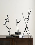 Abstract Sculpture - Acrobatic Figurine Gold Finish, close-up view - House Of Avana