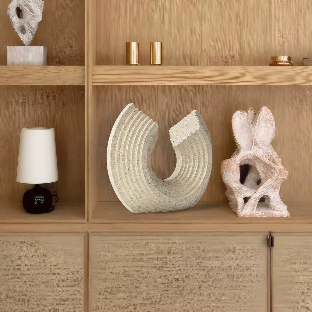 Bechive Wave Abstract Statues Shelf Decor, Resin Gold Modern Art Sculpture Decoration, Home Decor... - House Of Avana