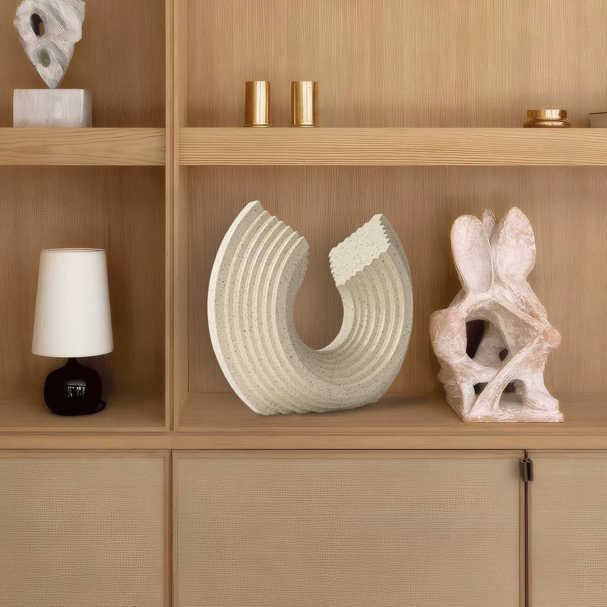 Bechive Wave Abstract Statues Shelf Decor, Resin Gold Modern Art Sculpture Decoration, Home Decor... - House Of Avana