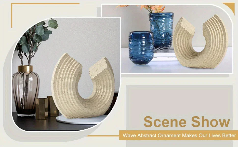 Bechive Wave Abstract Statues Shelf Decor, Resin Gold Modern Art Sculpture Decoration, Home Decor... - House Of Avana