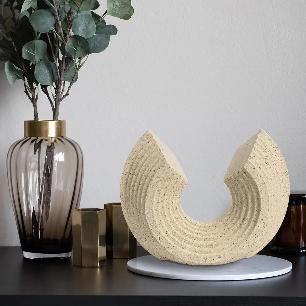 Bechive Wave Abstract Statues Shelf Decor, Resin Gold Modern Art Sculpture Decoration, Home Decor... - House Of Avana