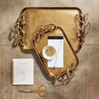 Antique Gold Pomegranate Handle Decorative Trays (set of 2) - House Of Avana