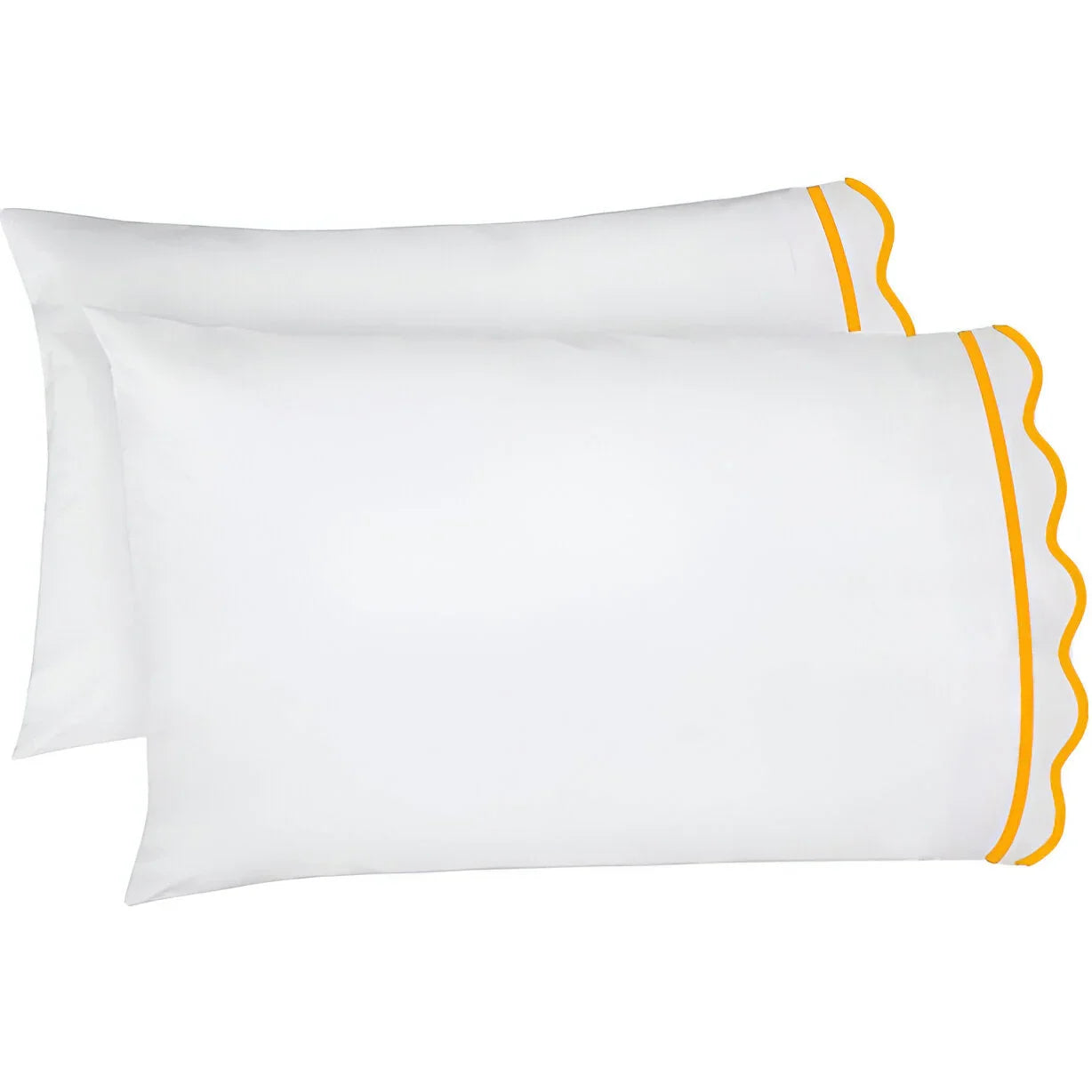 400TC Cotton Scallop Embroidery & Border Sateen Solid Pillowcases (Set Of 2) PushpLinen
