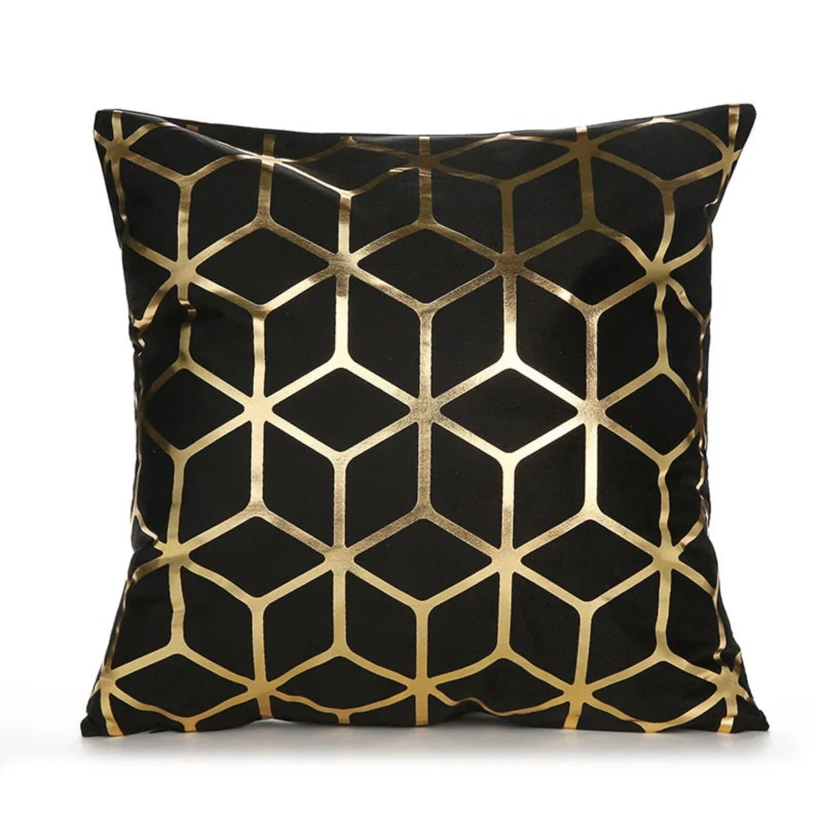 Retro Style Gold Stamped Cushion Cover, back view - House Of Avana