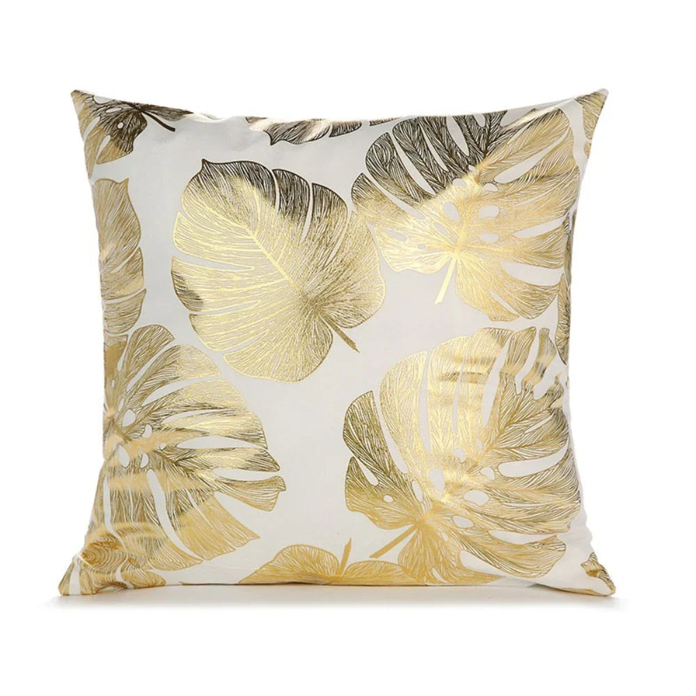 Retro Style Gold Stamped Cushion Cover, close-up view - House Of Avana