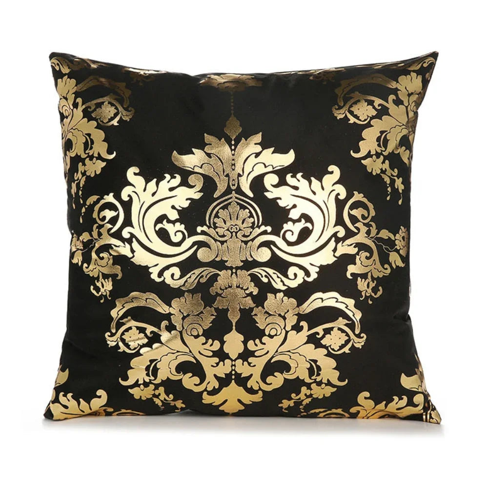 Retro Style Gold Stamped Cushion Cover, lifestyle image - House Of Avana