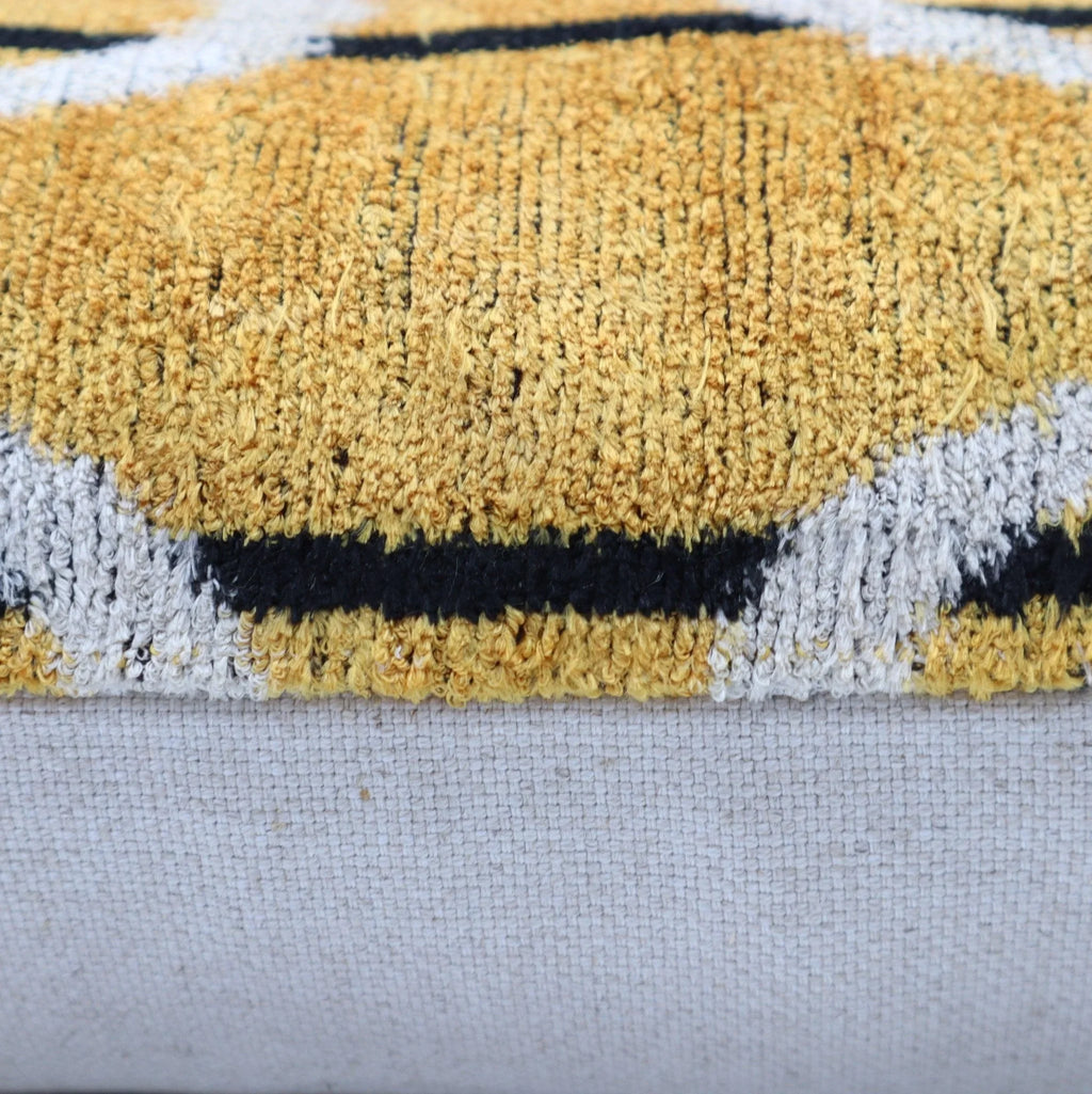 Canvello Soft Velvet Silk Gold Bkack Couch Cushion with Fown Insert - 16x24, angled view - House Of Avana