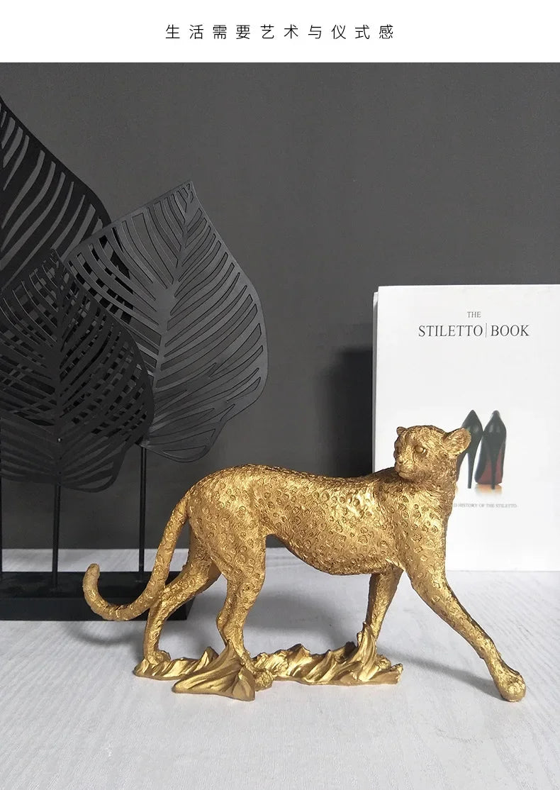 Leopard Decor - Cheetah Print Gold Accent, angled view - House Of Avana