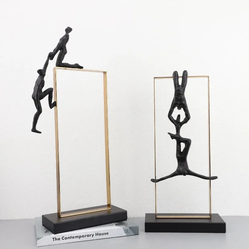 Retro Figure Ornament - Simple Metal Frame Gold, side view - House Of Avana