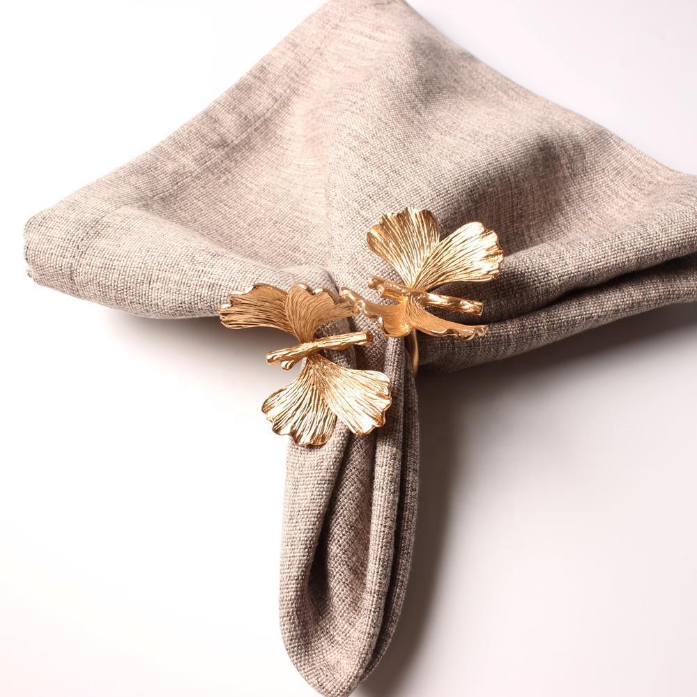 Gold Garden Napkin Ring - Set of 4 Tea + Linen