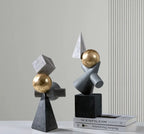 Geometric Sculpture - Gold Triangular Abstract, close-up view - House Of Avana