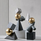 Geometric Sculpture - Gold Triangular Abstract, front view - House Of Avana