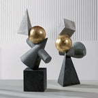 Geometric Sculpture - Gold Triangular Abstract, side view - House Of Avana