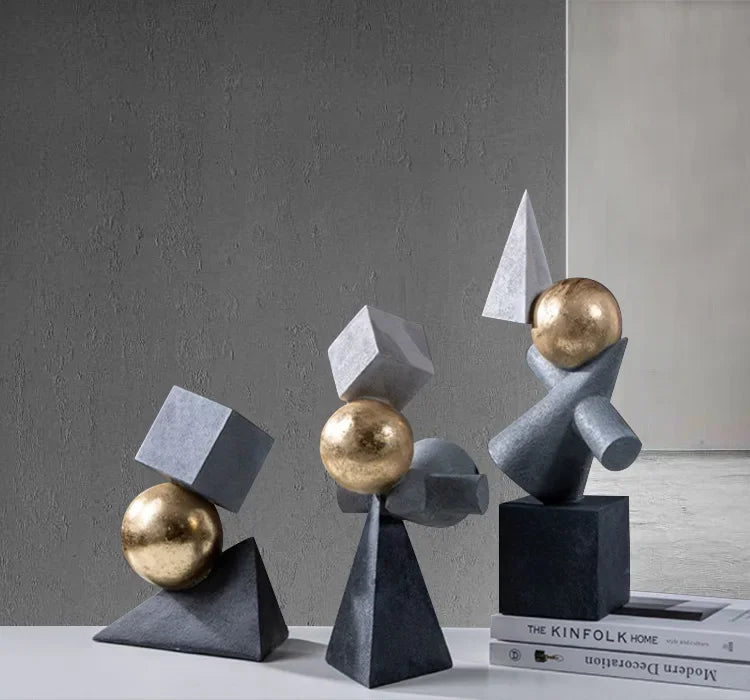 Geometric Sculpture - Gold Triangular Abstract, texture detail - House Of Avana