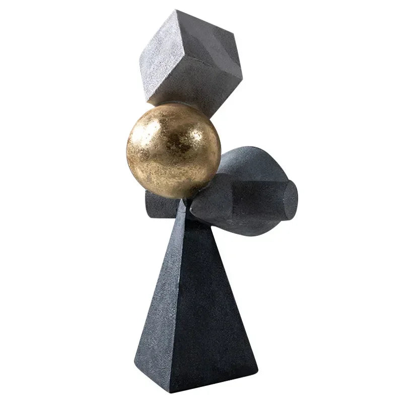 Geometric Sculpture - Gold Triangular Abstract, top view - House Of Avana