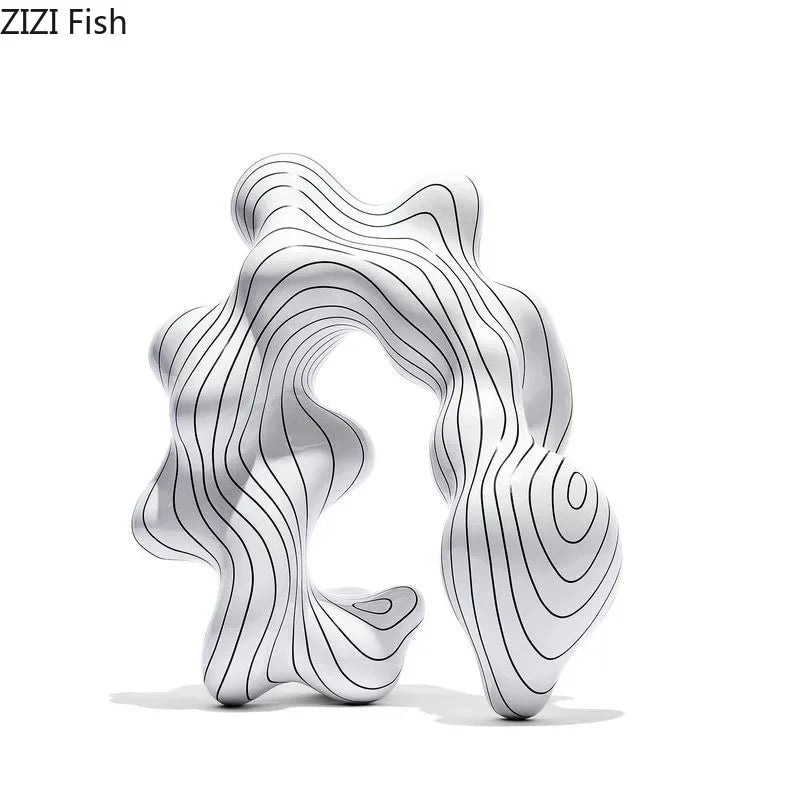 Geometric Art Sculpture - Gold Miniature Desktop Statue, side view - House Of Avana