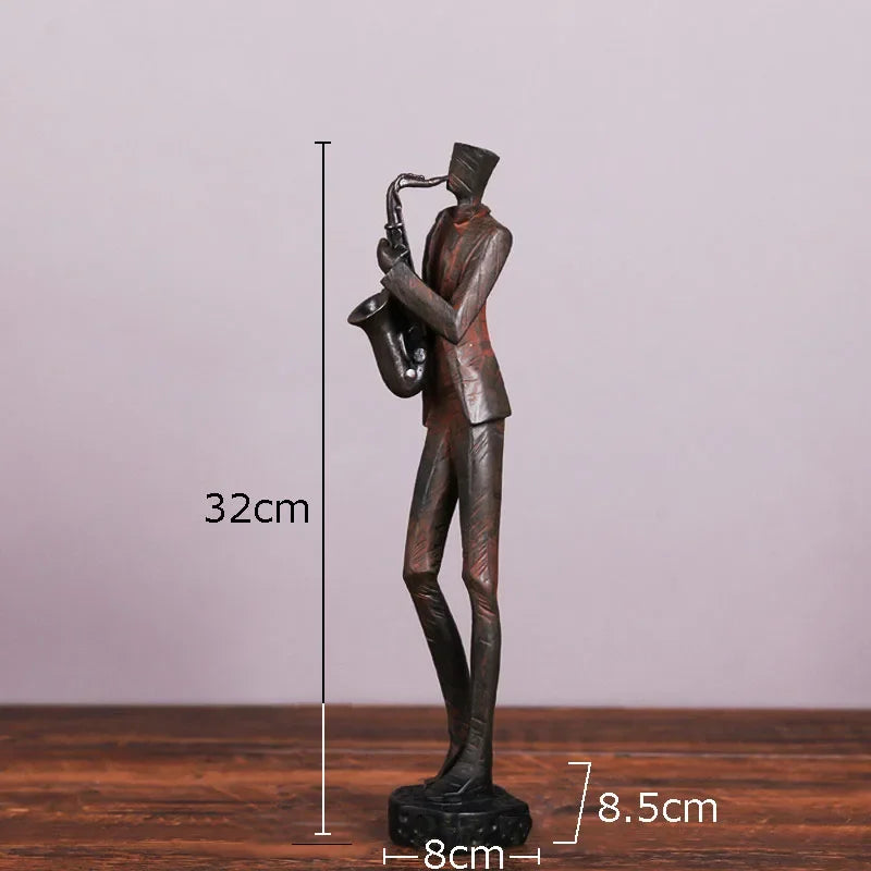 Geometric Musician Statue - Retro Gold Desk Decoration, angled view - House Of Avana