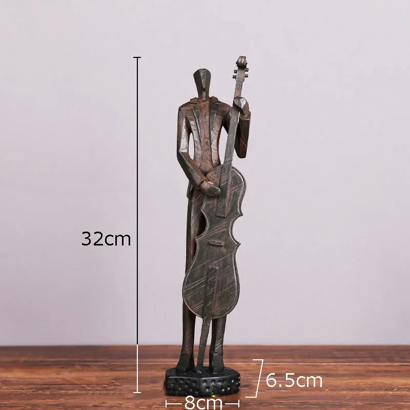 Geometric Musician Statue - Retro Gold Desk Decoration, angled view - House Of Avana