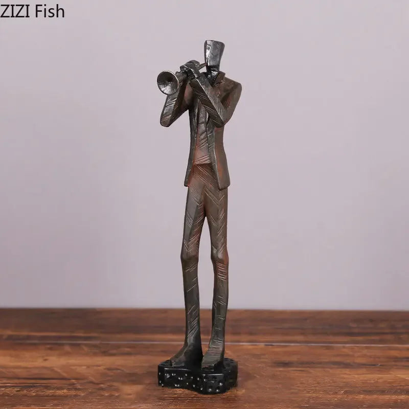 Geometric Musician Statue - Retro Gold Desk Decoration, detail shot - House Of Avana