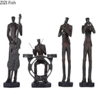 Geometric Musician Statue - Retro Gold Desk Decoration, top view - House Of Avana