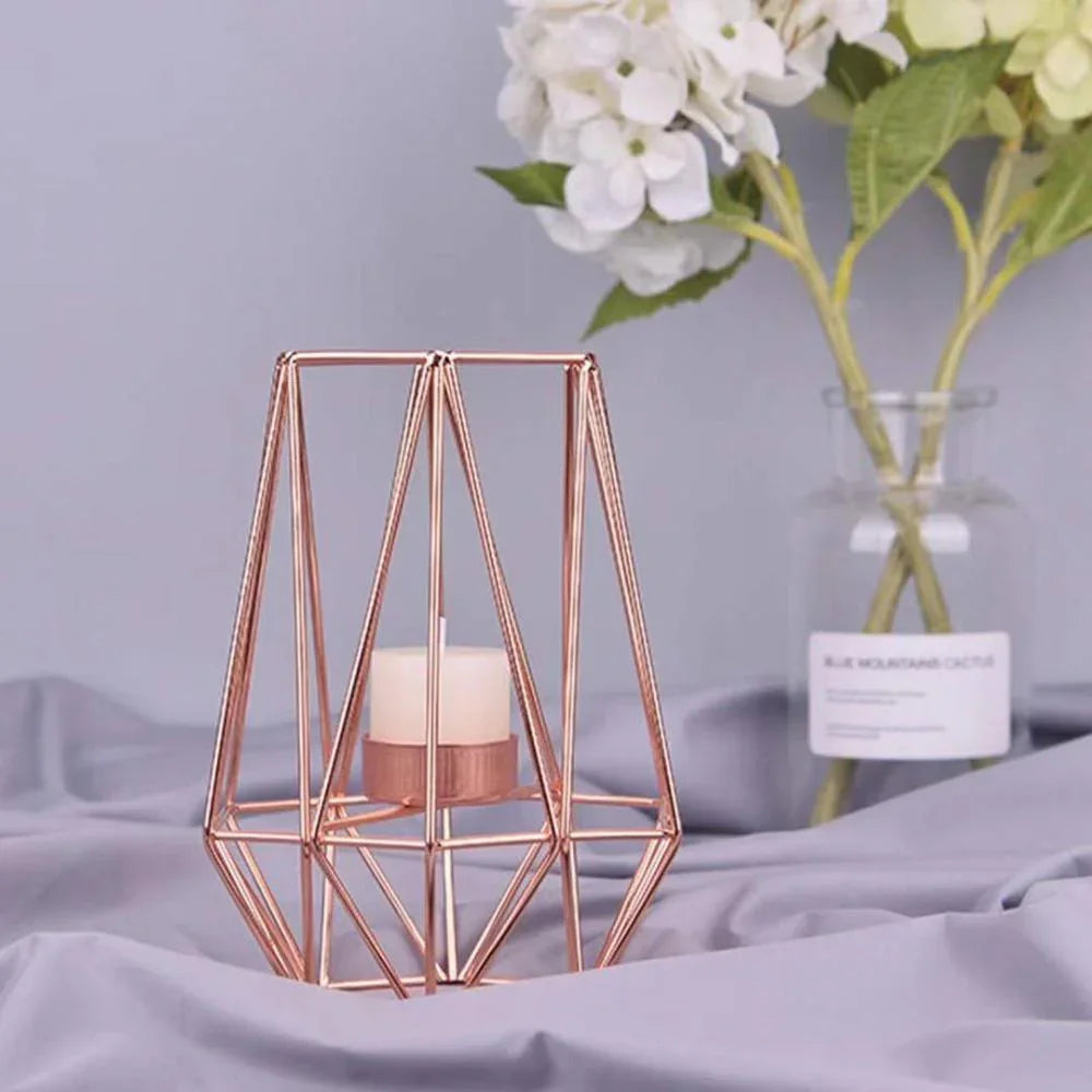 Gold Geometric Tealight Candle Holder - House Of Avana