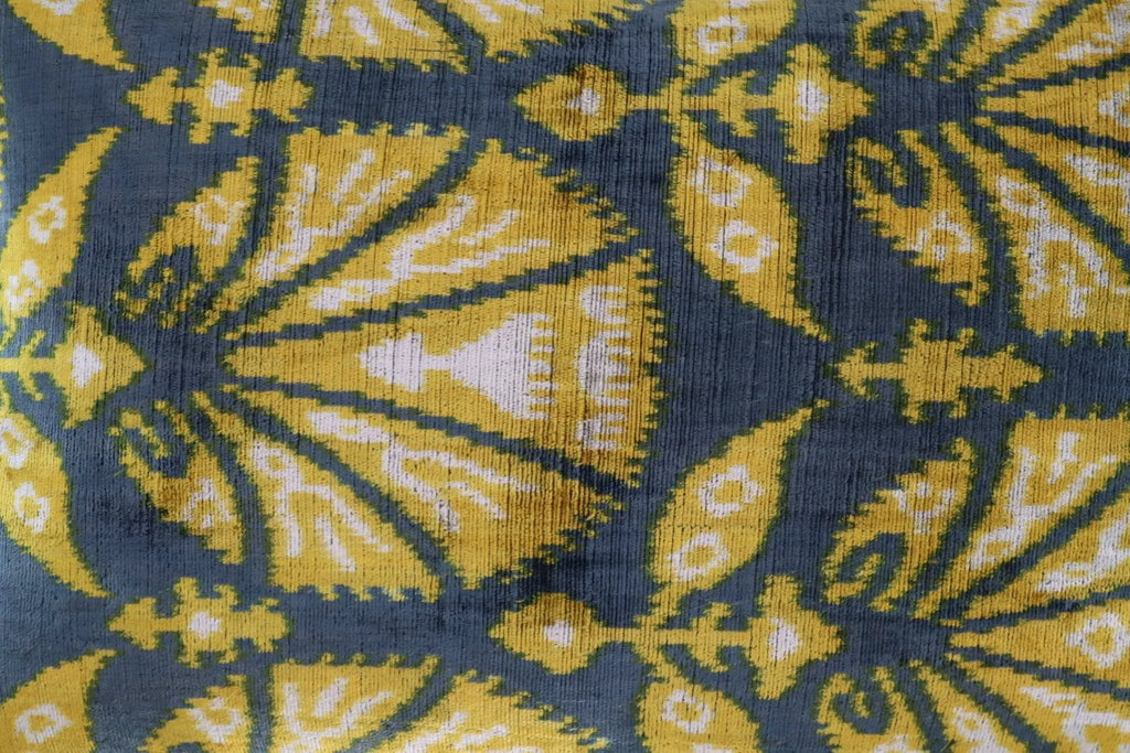 Canvello Gold Gray Handmade 16x24 Silk Velvet Pillow, Organic Veg Dyed, Down/feather Filled, back view - House Of Avana