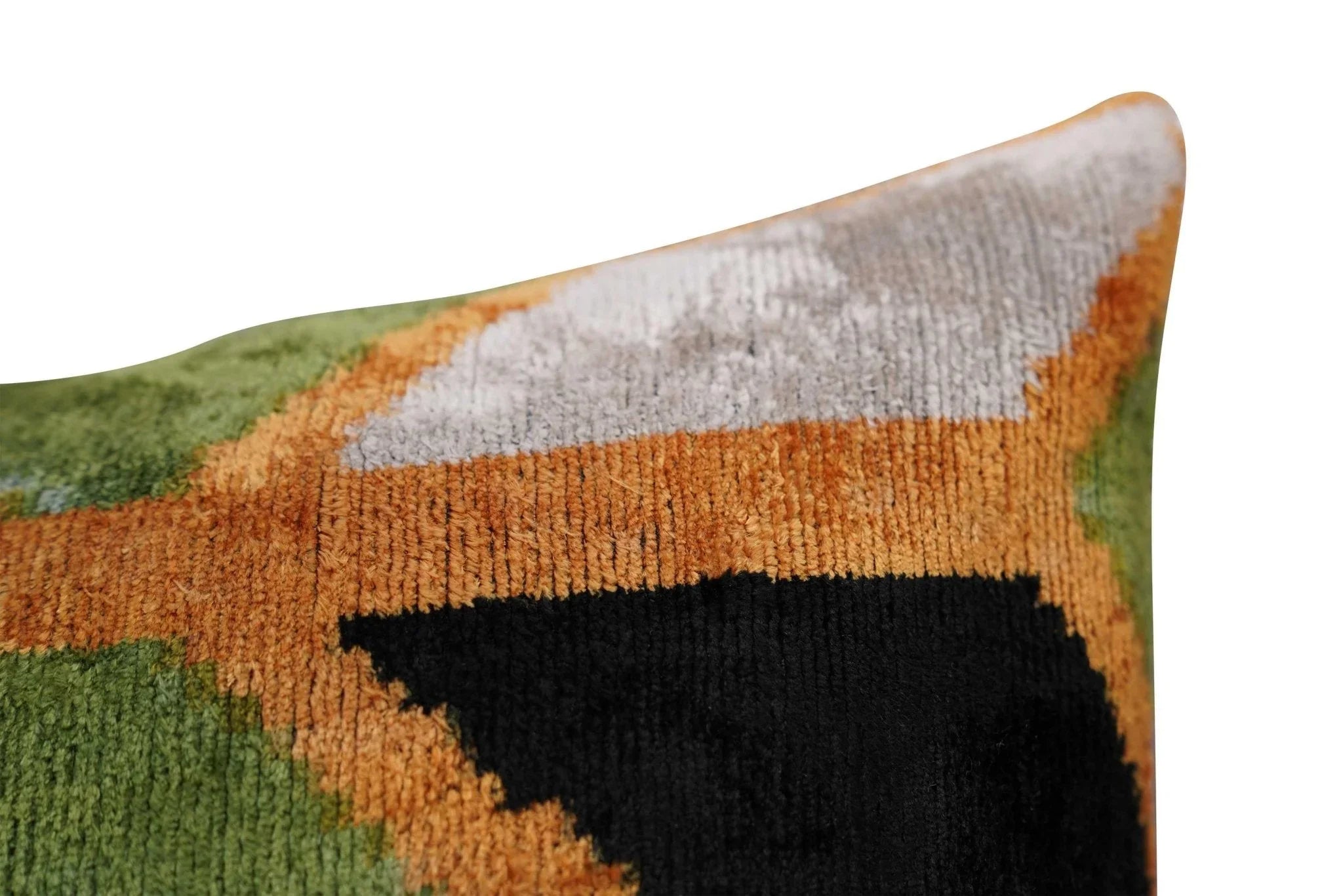 Canvello Handmade Gold Army Green Throw Pillows - 16x24 in, close-up view - House Of Avana