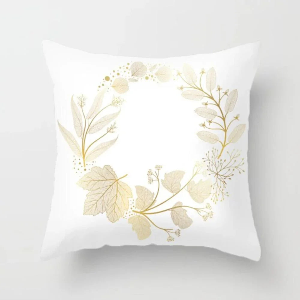 Gold Leaf Cushion Cover for Home Decor, back view - House Of Avana