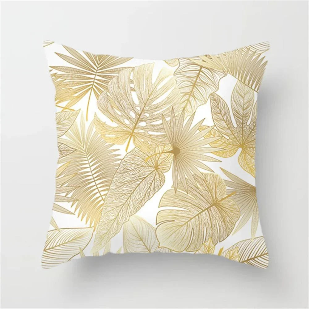 Gold Leaf Cushion Cover for Home Decor, dimensions view - House Of Avana